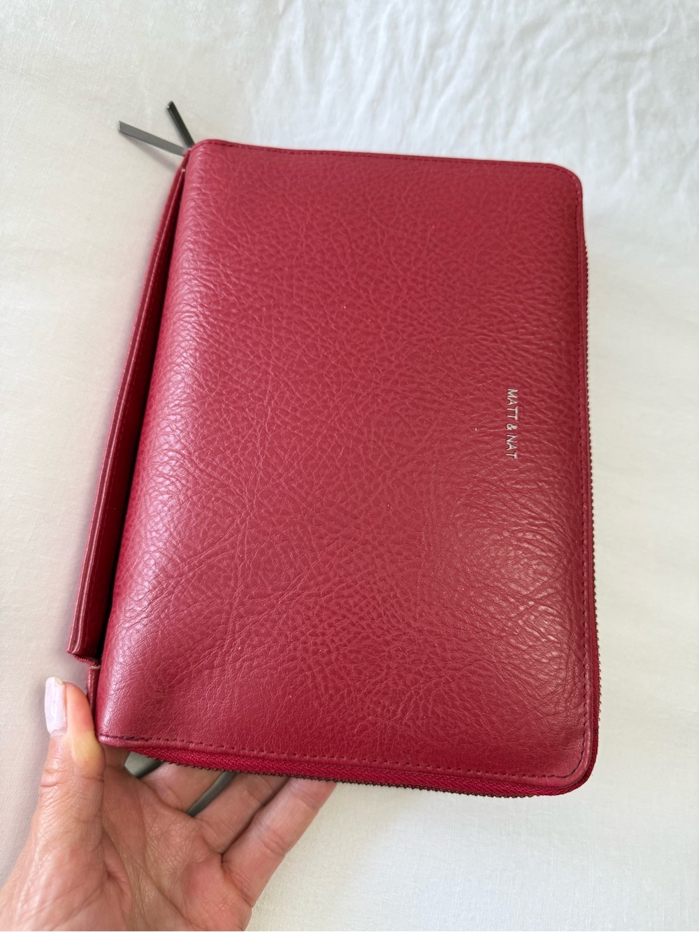 Matt & Nat | Red Travel Wallet Large Zip Around Organizer | Vegan Leather